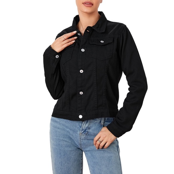 Women’s black denim jean jacket sz XL - Picture 2 of 15